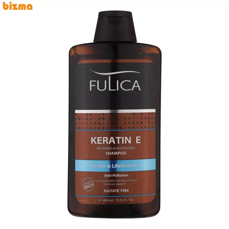 شامپو تقویت‌کننده مو فری سولفات Keratin E فولیکا حجم 400 میلی‌لیتر
