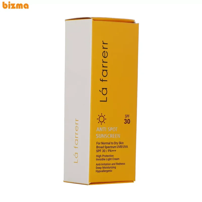 کرم ضدآفتاب و ضدلک بی‌رنگ لافارر مدل SPF30، مناسب پوست‌های خشک و معمولی، حجم 40 میلی‌لیتر
