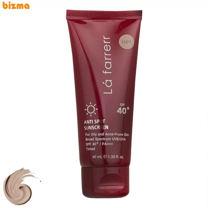 کرم ضد آفتاب و ضد لک رنگی لافارر SPF40-Light مناسب پوست‌ چرب حجم 40 میلی‌لیتر