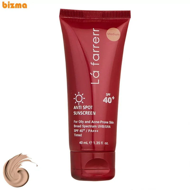 کرم ضد آفتاب و ضد لک رنگی لافارر SPF40-Medium مناسب پوست چرب و آکنه دار حجم 40 میلی‌لیتر