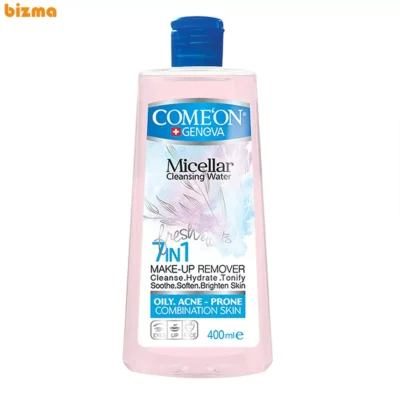 میسلار واتر پاک کننده آرایش کامان مناسب پوست چرب و جوشدار حجم 400 میلی لیتر 1 آب پاک کننده آرایش صورت کامان مدل OILY SKIN حجم 400 میلی لیتر