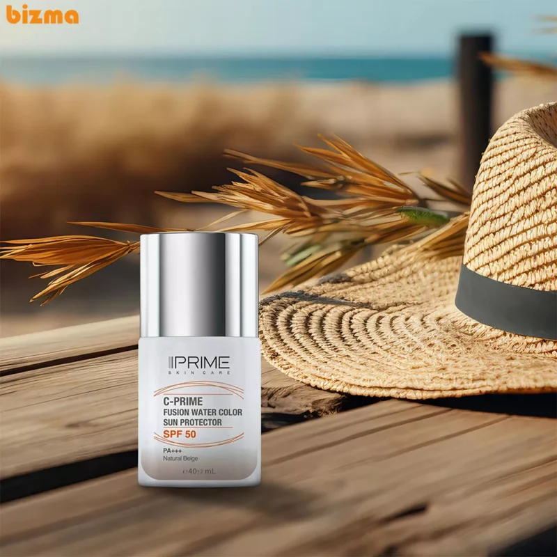فلوئید ضد آفتاب رنگی پرایم، SPF 50، مدل فیوژن واتر، مناسب انواع پوست با تنالیته روشن و حجم 40 میلی لیتر، محافظت‌کننده در برابر اشعه‌های PA++++ ،UVA ،UVB، دارای فرمولاسیون فاقد چربی، ویتامین سی و آنتی اکسیدان، با ماندگاری 4 ساعته