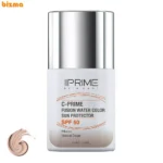 فلوئید ضد آفتاب رنگی پرایم، SPF 50، مدل فیوژن واتر، مناسب انواع پوست با تنالیته متوسط و حجم 40 میلی لیتر، محافظت‌کننده در برابر اشعه‌های PA++++ ،UVA ،UVB، دارای فرمولاسیون فاقد چربی، ویتامین سی و آنتی اکسیدان، با ماندگاری 4 ساعته