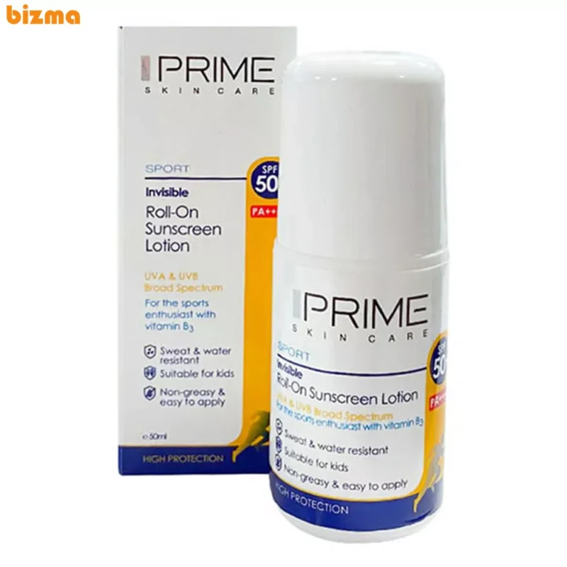 لوسیون ضدآفتاب پرایم مدل Spoert Invisible Roll-On، حجم 50 میلی‌لیتر