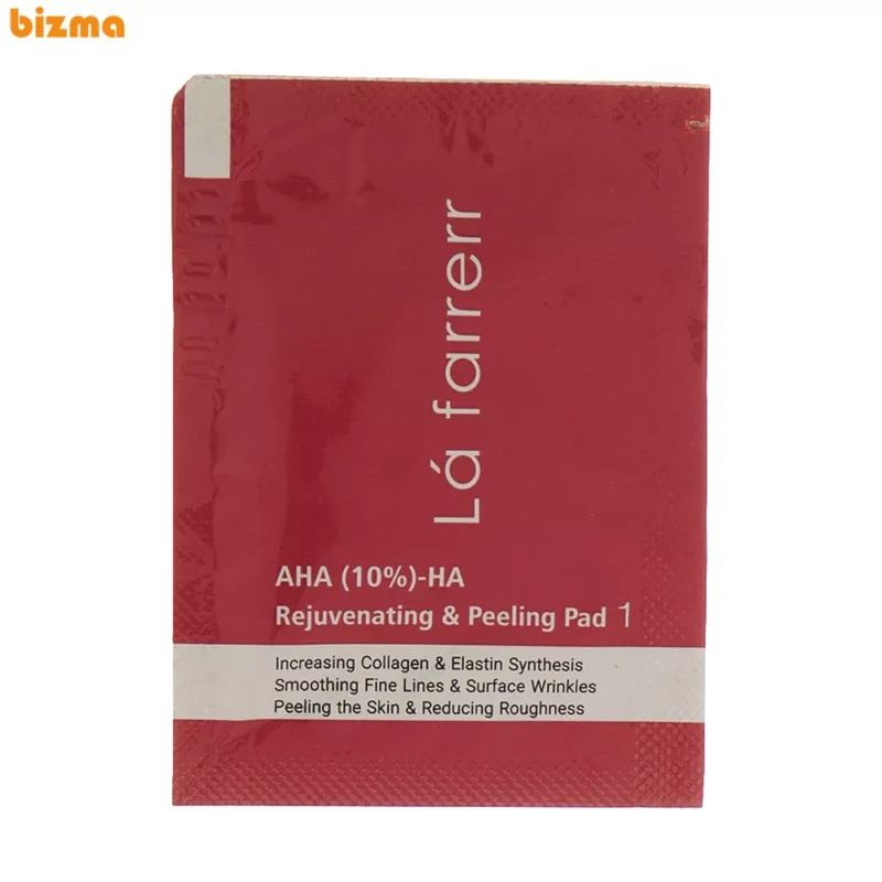 پد جوان کننده و لایه بردار پوست لافارر مدل AHA10% و هیالورونیک اسید بسته 30 عددی