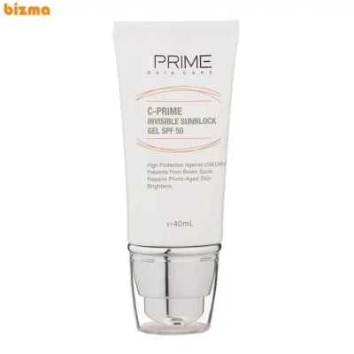 ژل ضدآفتاب بی‌رنگ پرایم SPF50 مدل C-Prime مناسب برای انواع پوست، حجم 40 میلی‌لیتر