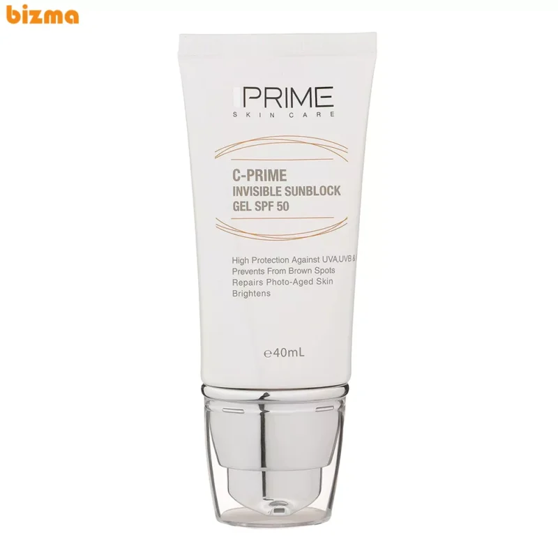 ژل ضدآفتاب بی‌رنگ پرایم SPF50 مدل C-Prime مناسب برای انواع پوست، حجم 40 میلی‌لیتر