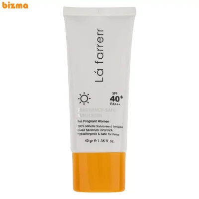 کرم ضد آفتاب بدون رنگ لافارر SPF 40 مدل PREGNANCY SAFE، حاوی محافظ UVA و UVB و PA+++ مناسب پوست بانوان باردار حجم 40 میلی‌لیتر