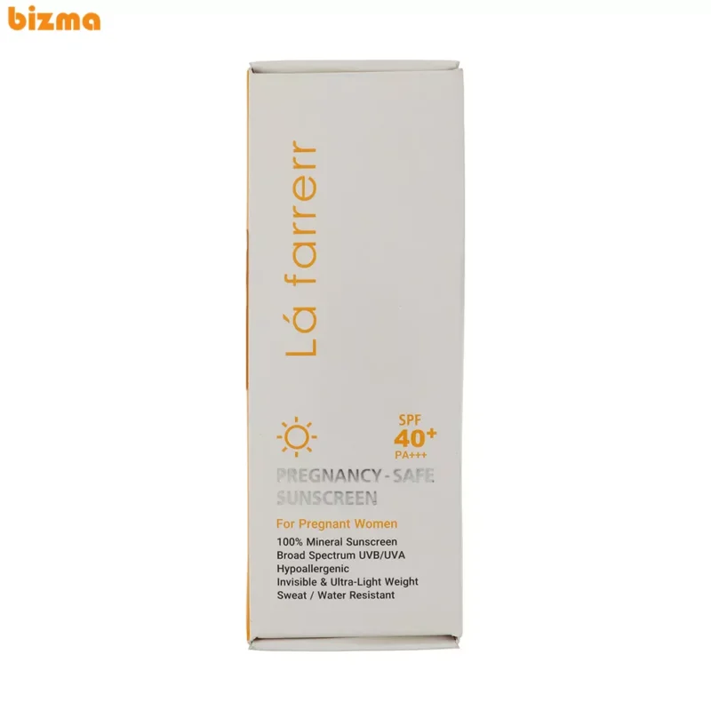 کرم ضد آفتاب بدون رنگ لافارر SPF 40 مدل PREGNANCY SAFE، حاوی محافظ UVA و UVB و PA+++ مناسب پوست بانوان باردار حجم 40 میلی‌لیتر