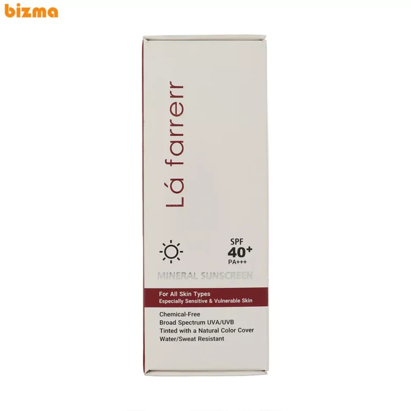 کرم ضد آفتاب رنگی لافارر SPF 40 مدل مینرال حاوی محافظ UVA و UVB و PA+++ ‌مناسب انواع پوست حجم 40 میلی‌لیتر