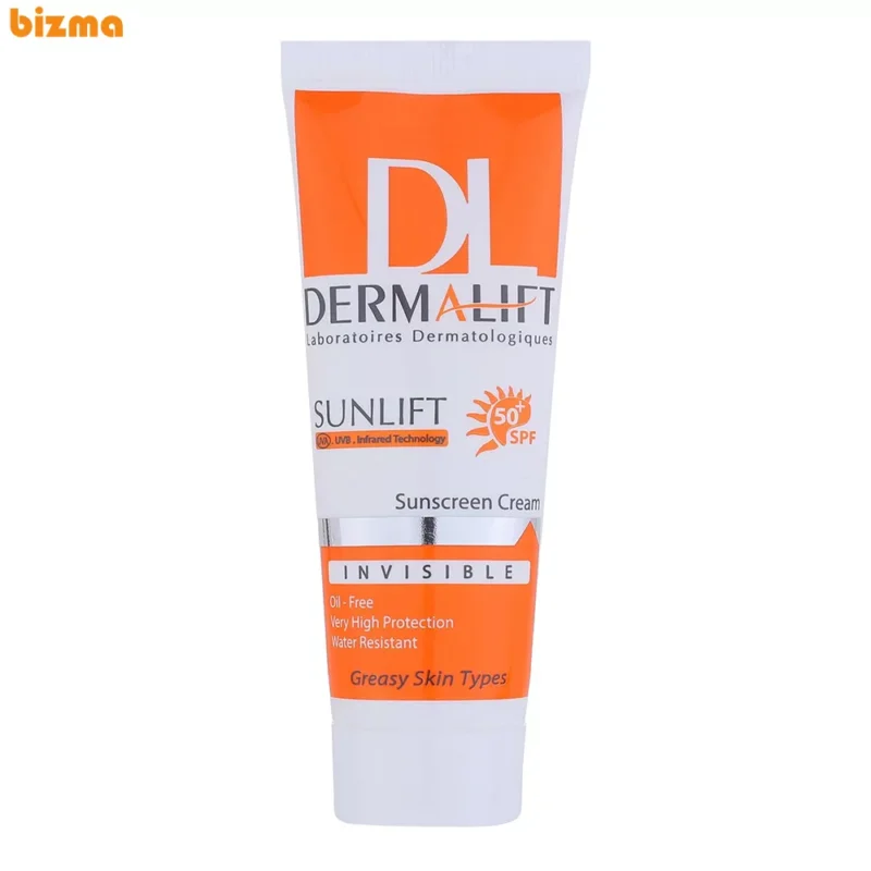 کرم ضدآفتاب بی‌رنگ درمالیفت مدل SPF50 مناسب پوست‌ چرب حجم 40 میلی‌لیتر