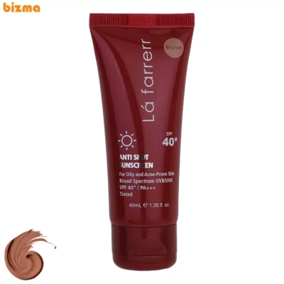 کرم ضدآفتاب رنگی لافارر مدل SPF40، مناسب پوست‌های چرب، حجم 40 میلی‌لیتر