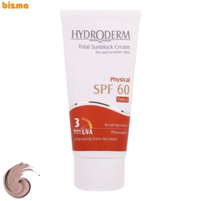 کرم ضدآفتاب رنگی هیدرودرم SPF60 مدل Phisical Tinted ‌مناسب پوست‌ خشک حجم 50 میلی‌لیتر