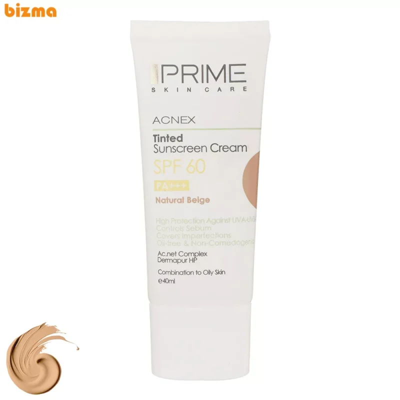 کرم ضدآفتاب رنگی پرایم SPF60 مدل ACNEX مناسب پوست چرب حجم 40 میلی‌لیتر