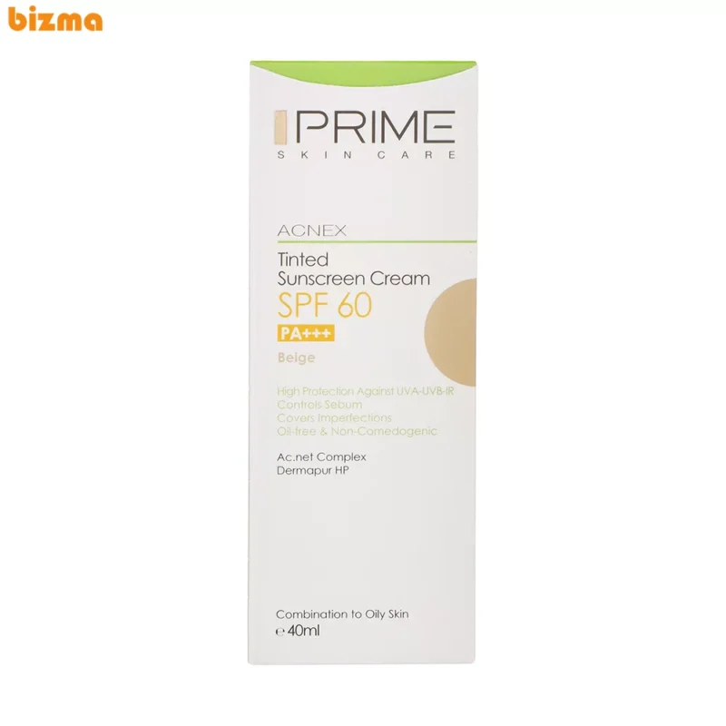 کرم ضدآفتاب رنگی پرایم SPF60 مدل ACNEX مناسب پوست چرب حجم 40 میلی‌لیتر