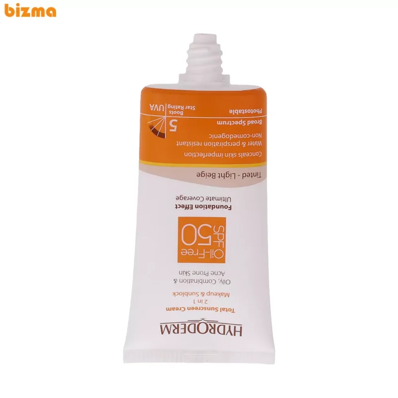 کرم ضد آفتاب هیدرودرم SPF50 مدل Light Beige حجم 40 میلی‌لیتر