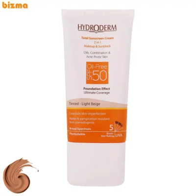 کرم ضد آفتاب هیدرودرم SPF50 مدل Light Beige حجم 40 میلی‌لیتر