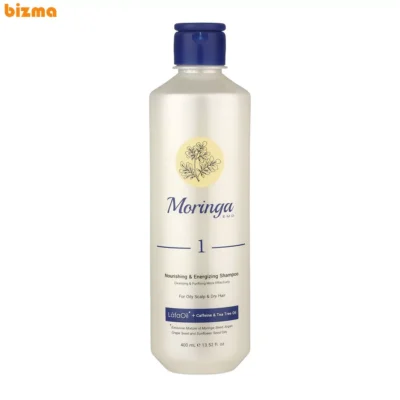 شامپو تقویت کننده مو مورینگا امو مدل 1 مناسب برای موهای خشک و پوست سر چرب حجم 400 میلی‌لیتر