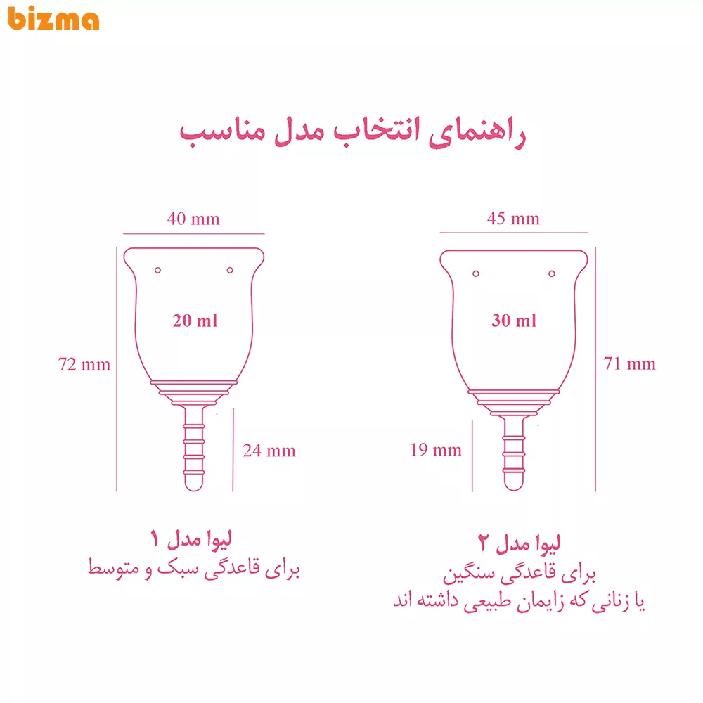 کاپ قاعدگی لیوا فارما سایز کوچک 2 کاپ قاعدگی لیوا فارما مدل 01 سایز کوچک