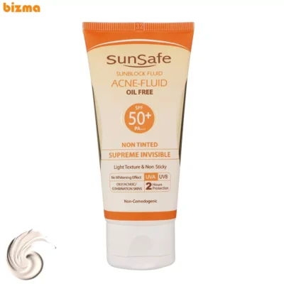 کرم ضدآفتاب بی‌رنگ سان‌سیف SPF50 مدل ACNE-FLUID مناسب پوست مختلط، حجم 50 میلی‌لیتر