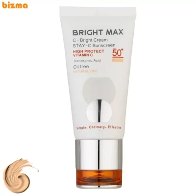 کرم ضد آفتاب رنگی برایت مکس دارای SPF50 حاوی ویتامین C