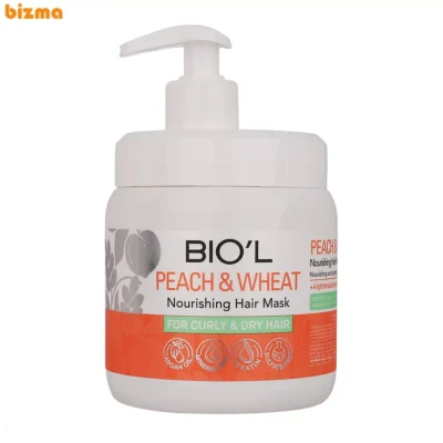 ماسک تقویت کننده مو بیول مدل Peach And Wheat مناسب برای موهای فر و خشک حجم 500 میلی لیتر