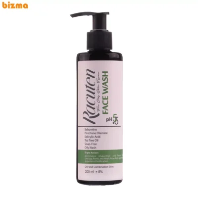 ژل شستشو صورت راکوتن مدل ph 5 مناسب پوست های چرب و مختلط حجم 200 میلی لیتر