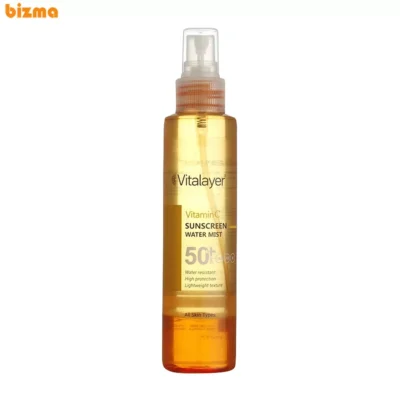 اسپری ضدآفتاب بدون رنگ ویتالیر SPF50 مدل Vitamine C ‌مناسب برای انواع پوست، حجم 150 میلی‌لیتر