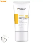 فلوئید ضدآفتاب بی‌رنگ ویتالیر SPF50 مدل Vitamin C مناسب انواع پوست، حجم 50 میلی‌لیتر