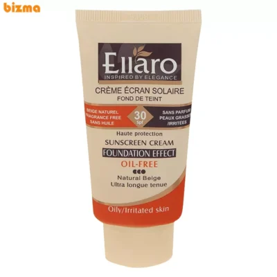 کرم ضد آفتاب رنگی الارو SPF30 سری Foundation Effect مدل Natural Beige محافظ UVB، مناسب پوست‌های چرب و حساس تحت لیسانس حجم 40 میلی‌لیتر
