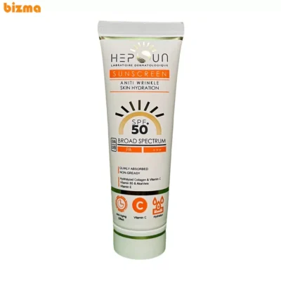 کرم ضد آفتاب بی‌رنگ هپسان SPF50 مدل فیوژن مناسب پوست چرب حجم 50 میلی لیتر