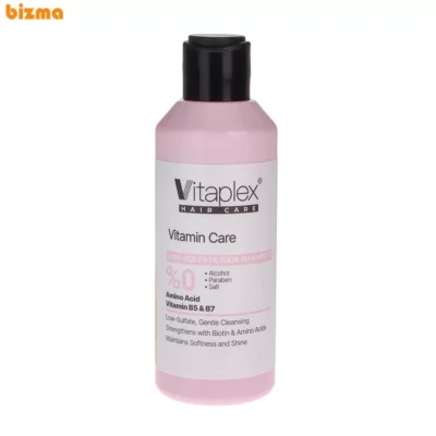 شامپو تقویت کننده مو ویتاپلکس مدل VITAMIN CARE حجم 200 میلی‌لیتر، مناسب انواع مو، بدون الکل، مرطوب‌کننده، ترمیم‌کننده، لطافت‌بخش و آبرسان