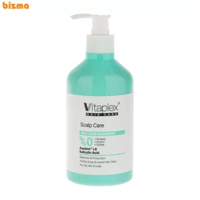 شامپو مو ویتاپلکس مدل Scalp Care حجم 500 میلی‌لیتر، مناسب موهای چرب، کنترل چربی و تنظیم ترشح سبوم، لایه‌برداری ملایم، حفظ رطوبت و تقویت‌کننده